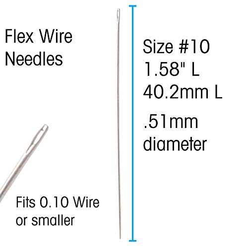 The Beadsmith Flex Wire Needles, Pack Of 16, European Quality, Use With 0.010” Diameter Flex Wire Or Smaller And For Loom Weaving Beadwork, Off-Loom Stitching And Jewelry Making With Seed Beads #TOP3