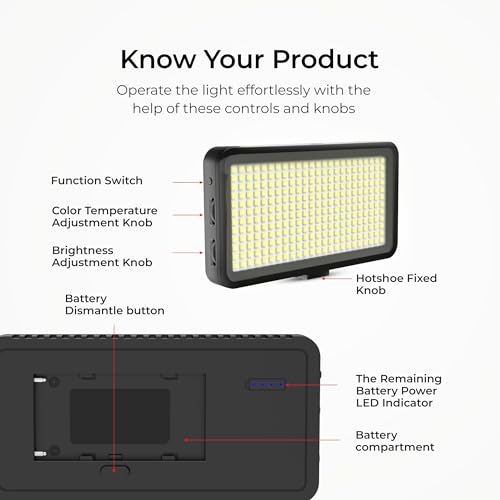 DIGITEK® (LED-D300) 25W Ultra Slim LED Light with Hot Shoe Mount & Color Temp Control 2500k-9900k, Lumen 2500LM, Compatible with Camera, Tripod, Camcorder for Photo & Video Shoots (Battery Excludes) 8 41ERYtERC9L