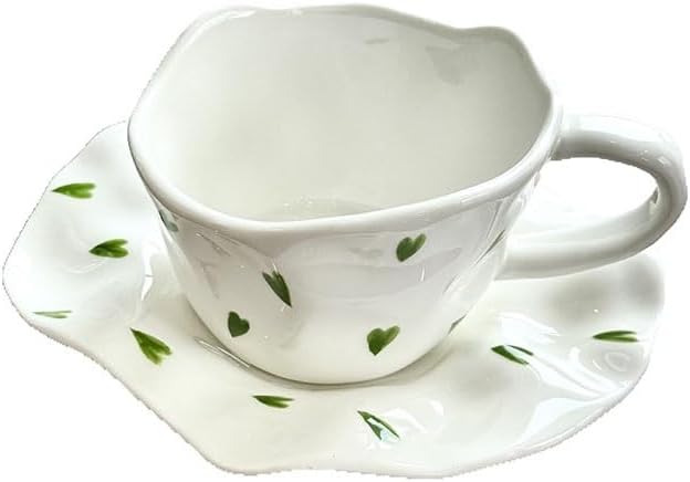 Thick White Vintage Ceramic Cup Party Afternoon Tea Cup Saucer Set