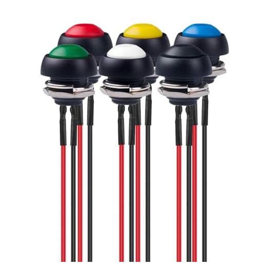 Gebildet 6pcs 12mm Precablato Impermeabile Momentaneo Pulsante SPST ON/OFF 3A/250VAC, Lockless Mini Rotondo Bottone per Tromba Auto, Campanello di Casa