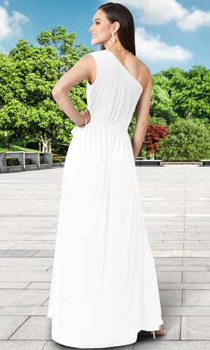 Image of KOH KOH Womens One Shoulder Cocktail Bridesmaid Wedding Guest Maxi Dress