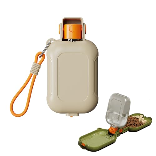 Coogime Gourde 2 en 1 pour chien - Pour les déplacements - Avec bouteille d'eau de 460 ml et gamelle pour chien et chat - Gourde à emporter - Gamelle de...