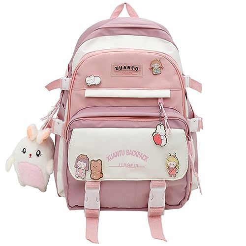 Mochila para adolescentes para escola, mochila escolar para estudantes do ensino fundamental, mochila escolar para meninas, rosa, Large, Mochilas Diurnas
