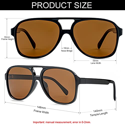 Image of Polarized Classic Vintage Aviator Sunglasses for Men Women Large Frame Retro 70s Sunglasses