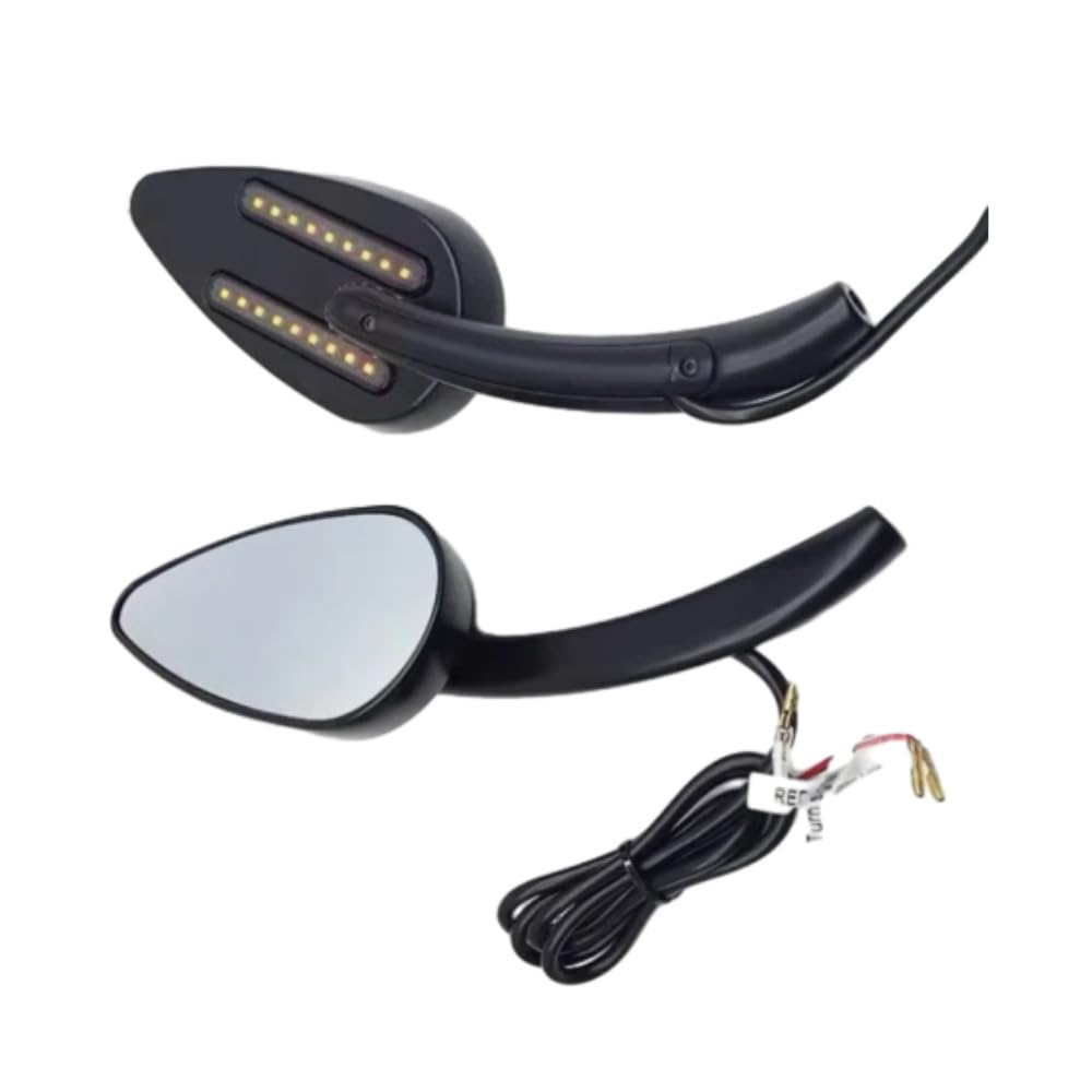 Baceyong Espejo retrovisor lateral para manillar de motocicleta, con intermitentes LED, compatible con motocicletas con puntos de fijación de 8 o 10 mm, color negro