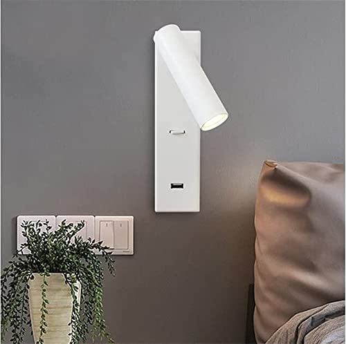 Aplique de pared LED WQHPLMD orientable 350° con cargador USB para dormitorio elegante 3