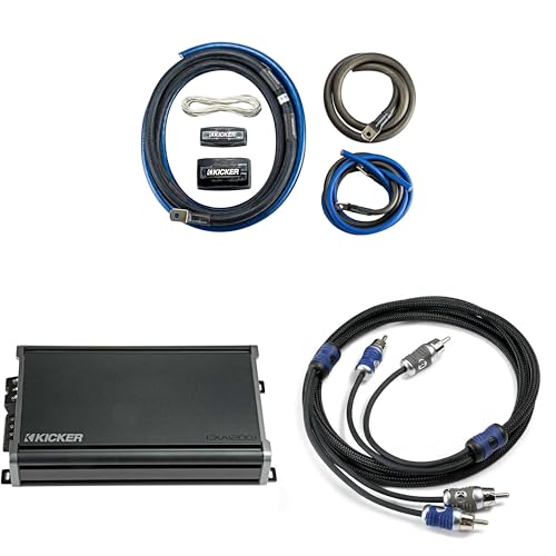 KICKER CXA1200.1 1200 Watt Mono Amp & 1/0AWG Power Kit & 5 M. RCA Bundle