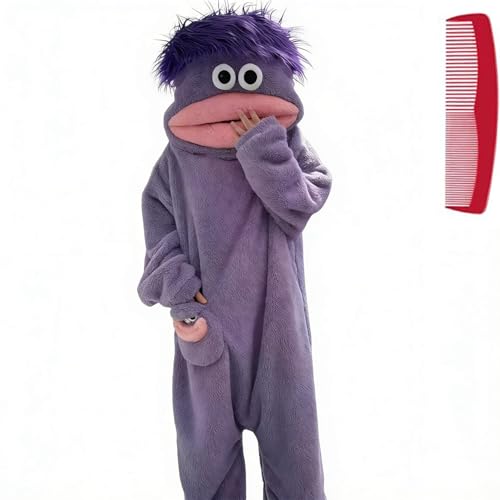 Big Mouth Monster Onesie Monster Pajamas Cozy Home Loungewear Soft Fabric Long (Medium Purple)