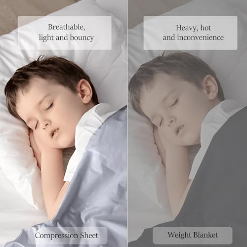Image of Sensory Bed Sheet for Deep Pressure Therapy - Spandex Bed Sheet - Sensory Compression Blanket for ADHD, Autism - Breathable & Hypoallergenic, Grey, Queen Size