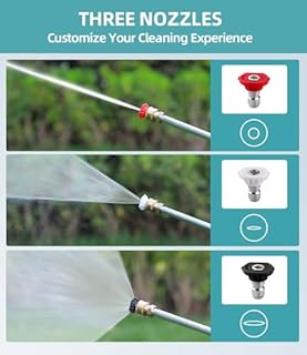 Jet Nozzle Power Washer Wand Hose Nozzle, Hydro Jet High Pressure Washer Tools with 3 Different Nozzles, 3-In-1 Power Wand with Hose Quick Connectors for Car Pet Window Washing, Black