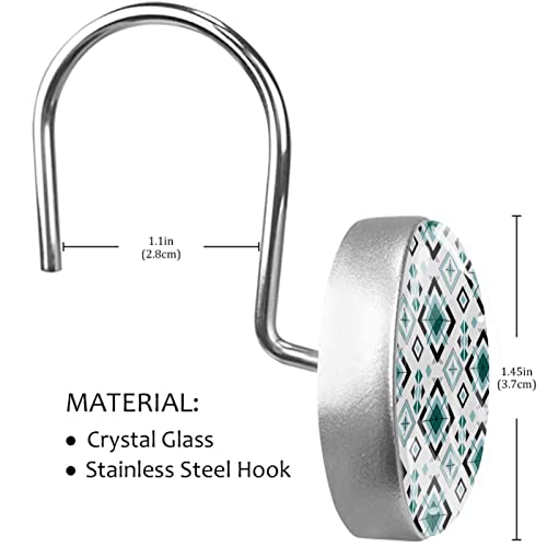 Crochets de rideau de douche vert géométrique en acier inoxydable x12 - 4
