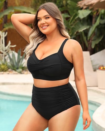 Daci Women's Plus Size Bikini Sets - High Waisted Two-Piece Swimsuits with Tummy Control3