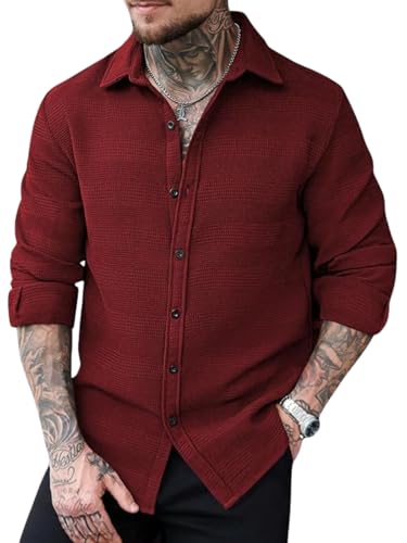 Image of GRECIILOOKS Casual Shirt for Men's | Full Sleeve Textured Shirts for Men | Regular Fit Wrinkle Free Premium Shirts for Man | Biker Streetwear Office Travel Dinner Style