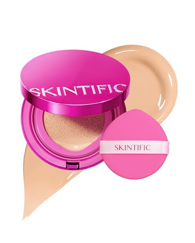 SKINTIFIC Pink Glow Cushion Foundation #02 Ivory| Medium Coverage, Natural Dewy Glow Finish, Moisturizing for Dry Skin, Lightweight, Long-Lasting & Oxidation-Resistant