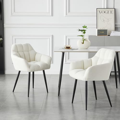 Fauteuil tonneau bouclé blanc crème avec dossier pour chambre