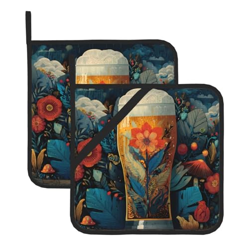 VVXBHGR Juego de dos soportes cuadrados para ollas de cerveza refrescantes (20,3 x 20,3 cm). Tejidos de calidad, antiquemaduras y fáciles de limpiar