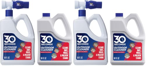 Image of 30 SECONDS Outdoor Cleaner 4 Pack with Hose End Sprayer - Cleans Stains from Algae, Mold and Mildew on Vinyl Siding, Deck, Patio, Brick and More