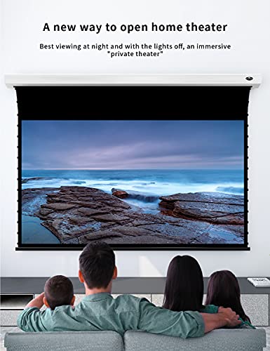 Vividstorm-Projector Screen,Slimline Electric Tab-Tensioned Drop Down With White Cinema Screen,White Housing Ceiling And Wall,Compatible With Normal Projector,Vmslw100H #TOP3