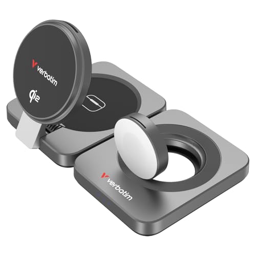 Verbatimio[xC^j Qi2Ή 3in1 CX[d MagSafeΉEApple Watchz_[tbiPhone 17/16/15/14/13/12EAirPods ΉbO[b^ WCDQi201b67033