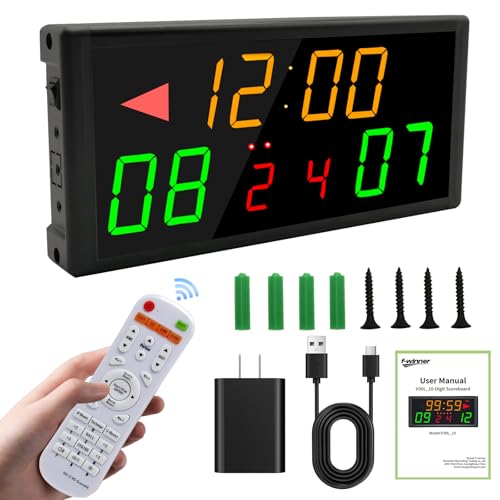 Portable Digital Scoreboard with Shot Clock,Multiple Sport Electronic Scoreboard with LED Display,Batter Powered Score Keeper with Remote Control for Baseketball/Football/Cornhole/Indoor & Outdoor