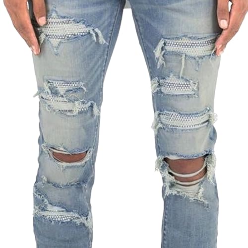 Skinny Jeans Men Slim Fit Jeans for Men Mens Ripped Jean Men's Crystal Skinny Denim with Pockets3