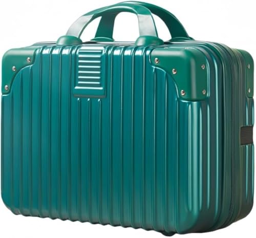 HeartTrend 持ち運び可能なロック付きパスワード化粧品収納ケース 軽量の持ち手付き小さなケース 飛行機に持ち込み可能な小型旅行用ケース (ダークグリーン,14インチ)