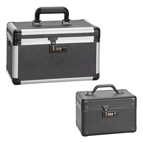 Vilcjson Medicine Lock Box with Combination Lock - 10.2"x6.8"x6.9" Black & 11.2'' x 7.6'' x 7.6'' Tactical Black Diamond Pattern - Portable Secure Storage for Medications, First Aid Supplies, Travel Cover