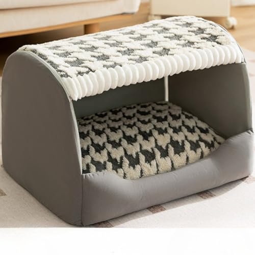 犬 ベッド ドーム型 犬ハウス ふかふか ペットハウス MumuElf ふわふわ あったかい 犬小屋 滑り止め 洗える 取り外し可能 室内用寒さ対策 (S,B)