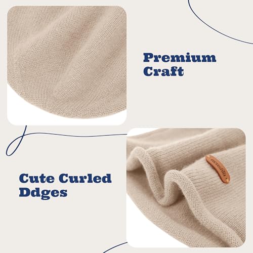 ACUSHLA 100% Merino Wool Slouchy Beanie for Women & Men Knit Winter Hat Unisex Warm Skull Cap for Cold Weather, Light Beige