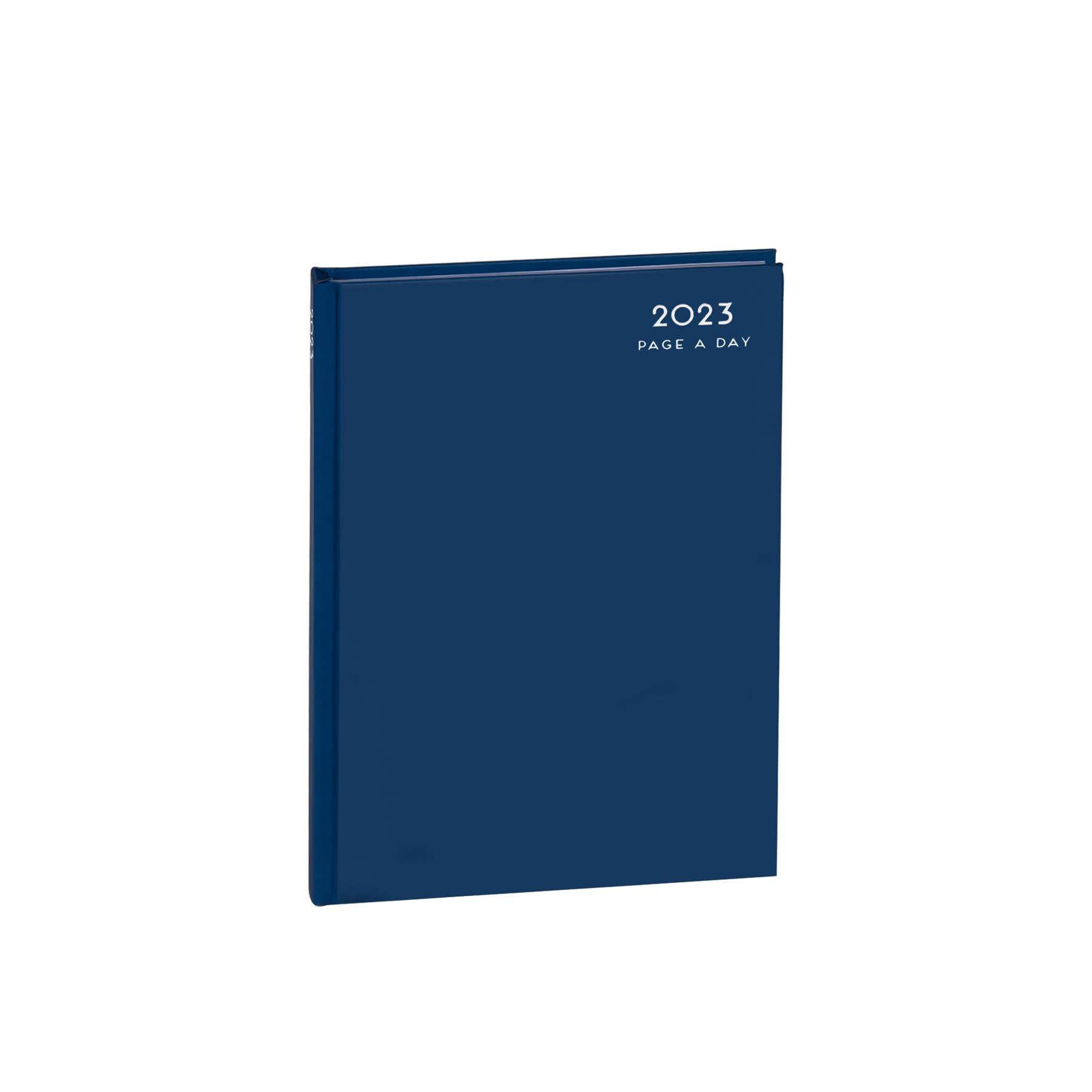 iTrend A5 Page a day including Full Page Weekend Diary - Lined Diary with Thick Paper - 2025 Diary Full Year Weekly Planner - Hard Back Cover & Ribbon - for Home School Office (Navy)