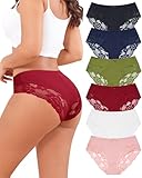 LEVAO Womens Underwear Cotton Bikini Panties Lace Stretch Cheeky Ladies Hipster Soft Briefs Multipack 6 Pack
