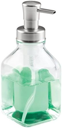 iDesign Clear InterDesign Cora Glass Foaming Soap Dispenser Pump, for Kitchen or Bathroom Countertop Brushed