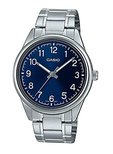 Casio MTP-V005D-2B4 Men's Standard Stainless Steel Blue Easy Reader Dial Analog Watch