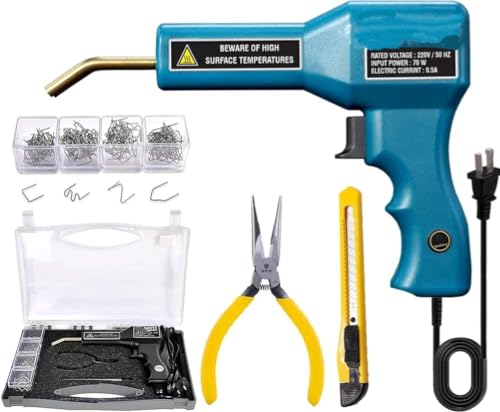 Image of 50W Plastic Welding Machine Kit with 200Pcs 4 Types of Staples, Plastic Welding Car Bumper Crack Repairing Hot Stapler Heating Kit Plastic Machine Gun Car Bumper Repair Kit | 50W Fast Heating for quick plastic welding and crack repairs.