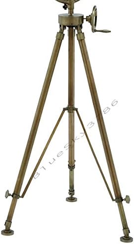 Miniatura 3 de Vintage Designs - Lámpara de pie con trípode ajustable de aluminio de 78 pulgadas, acabado de latón, lámpara de pie náutica industrial