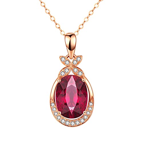 Bague fiançailles ovale anti-ternissement or rose avec collier papillon
