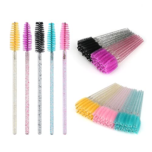 Image of G2PLUS 100PCS Crystal Eyelash Mascara Brushes Wands Applicator Makeup Kits, Mascara Wands Lash Spoolies for Eyelash Extensions and Eyebrow Brush (Multi-colored)
