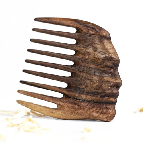 Premium Wooden Beard Comb Handmade Natural Wood Comb for Men’s Beard Care Perfect for Styling Grooming and Detangling Beard & Mustache Walnut Comb Beard Accessories Wood Beard Comb (Walnut Man)
