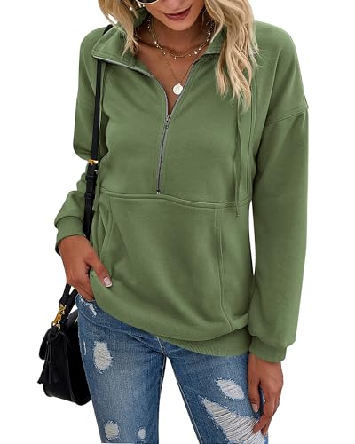 Image of PRETTYGARDEN Women's Casual Long Sleeve Sweatshirt Half Zip Pullover Tops