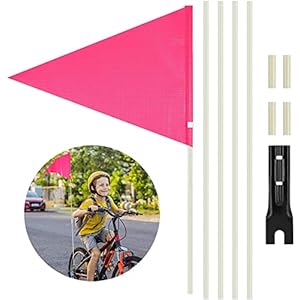 Fahrradfahne 180cm mit Stab reflektierend Wimpelstange mit Befestigungswinkel Sicherheitswimpel Verstellbare Kinderfahrradfahne Für Kinderfahrrad (Rosa)