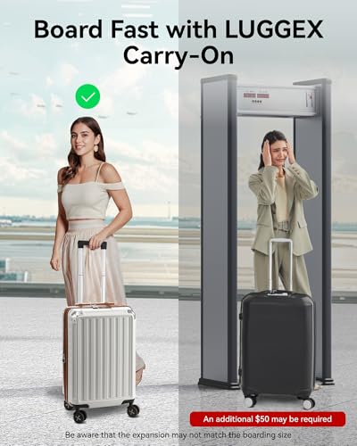 LUGGEX Carry On Luggage 22x14x9 Airline Approved, PC Expandable Hard Shell Suitcases with Spinner Wheels, 20 Inch, Charcoal Metallic - Image 3