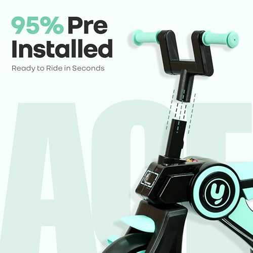 Image of R for Rabbit Tiny Toes Y Ace Premium Designer Tricycle for Kids 2-5 Years Upto 25Kg Weight with Strong Metal Core Frame, Anti-Slip Handlebars & Smooth Wheels | 95% Pre-Installed Baby Trike (Sea Green)