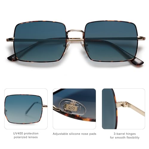 SOJOS Polarized Sunglasses for Womens Mens,Rectangle Polygon Retro Vintage Shades Classic Vintage Shades SJ1168