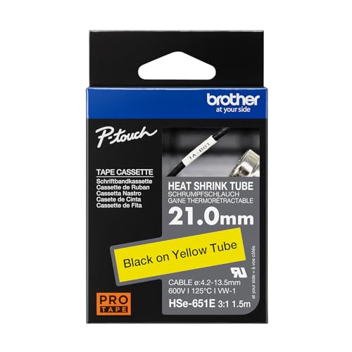 Cinta Brother HSE651 tubo termorretráctil de 21mm para rotular cables sin fallos