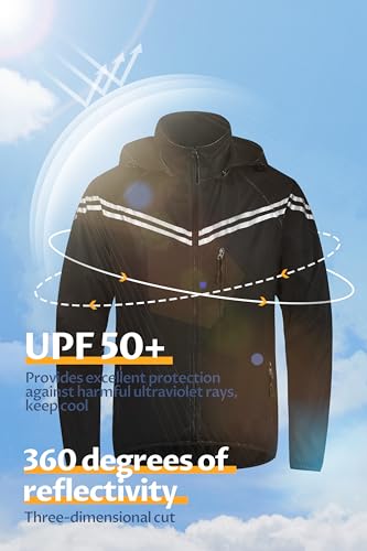 Image of CREATMO US Men's Packable Waterproof Running Rain Coats Reflective Cycling Jacket Windbreaker With Removable Hood