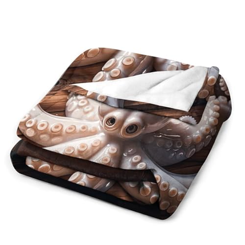 Couverture polaire flanelle canapé motif pieuvre pour cocooning