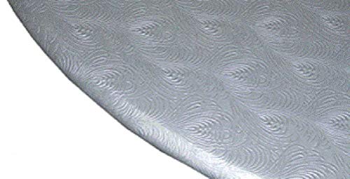 Fitted Round Elastic Edge Vinyl Tablecloth Table Cover Fits 36 Inch To 48 Inch Round Tables - Metallic Aluminum