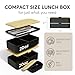 Umami Bento Box Adult All-In-1 w/4 Utensils, Big Sauce Jar, 2 Dividers, 100% Leakproof, Microwave & Dishwasher Safe Stackable Bento Lunch Box Containers for Men/Women, Black & Bamboo, 40 oz