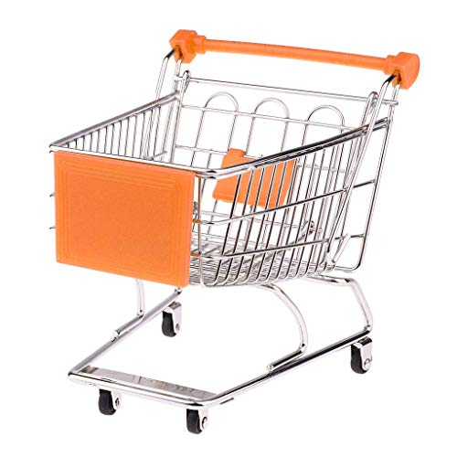 Mini Shopping Cart Miniature Supermarket Handcart Shopping Utility Cart Storage Toy For Kids - Orange #TOP3