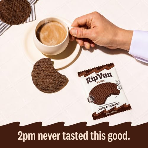 Image of Rip Van Wafels Chocolate Brownie Stroopwafels - Healthy Snacks - Non GMO Snack - Keto Friendly - Office Snacks - Low Sugar (3g) - Low Calorie Snack - 1.16 Ounce (Pack of 24)
